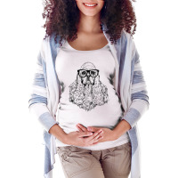 Womens Hipster American Cocker Spaniel In Nerd Glasses Dog V Neck T Sh Maternity Scoop Neck T-shirt | Artistshot