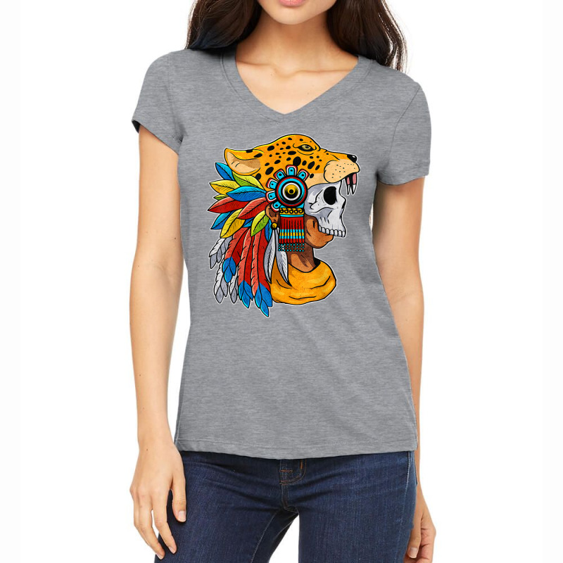 Quetzalcoatl Skull Aztec Warrior Mayan Inca Toltec T Shirt Women's V-Neck T-Shirt by cm-arts | Artistshot