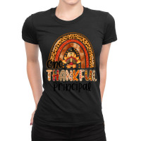 One Thankful Principal Rainbow Turkey Fall Thanksgiving Ladies Fitted T-shirt | Artistshot