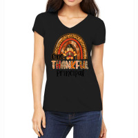 One Thankful Principal Rainbow Turkey Fall Thanksgiving Women's V-neck T-shirt | Artistshot