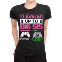 Leveled Up To Big Sister 2023 Cute I'm Going To Be A Big Sis Ladies Fitted T-shirt | Artistshot