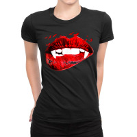 Vampire Kissing Lips Vampire Teeth Bats Halloween Ladies Fitted T-shirt | Artistshot