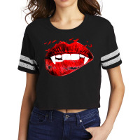 Vampire Kissing Lips Vampire Teeth Bats Halloween Scorecard Crop Tee | Artistshot