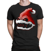 Scary Santa Hat With Fangs Glowing Eyes Christmas Hallowxmas T Shirt T-shirt | Artistshot