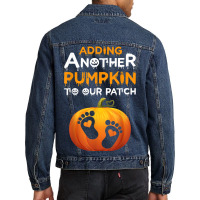 Adding A Another Pumpkin To Our Patch Halloween Pregnancy Men Denim Jacket | Artistshot