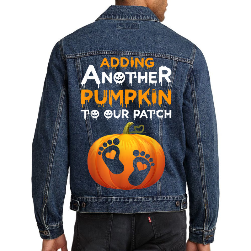 Adding A Another Pumpkin To Our Patch Halloween Pregnancy Men Denim Jacket | Artistshot