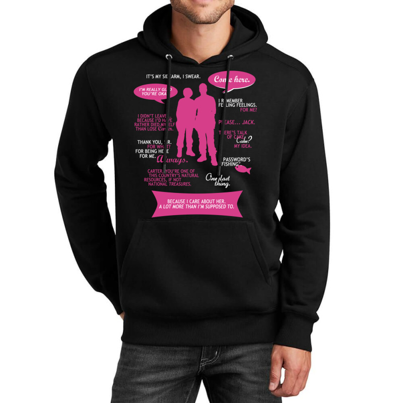 Stargate Sg-1 - Sam _amp_ Jack Quotes (pinkwhite Design) Fitted Unisex Hoodie by cm-arts | Artistshot