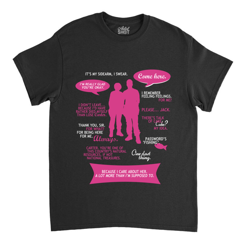 Stargate Sg-1 - Sam _amp_ Jack Quotes (pinkwhite Design) Fitted Classic T-shirt by cm-arts | Artistshot