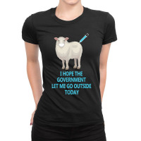 Sheep Sheeple Anti Vaccine Vax Mask Mandate Wants Go Outside Ladies Fitted T-shirt | Artistshot