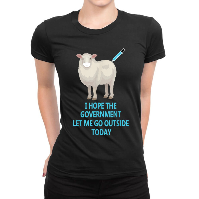 Sheep Sheeple Anti Vaccine Vax Mask Mandate Wants Go Outside Ladies Fitted T-Shirt by TysonBoyer | Artistshot