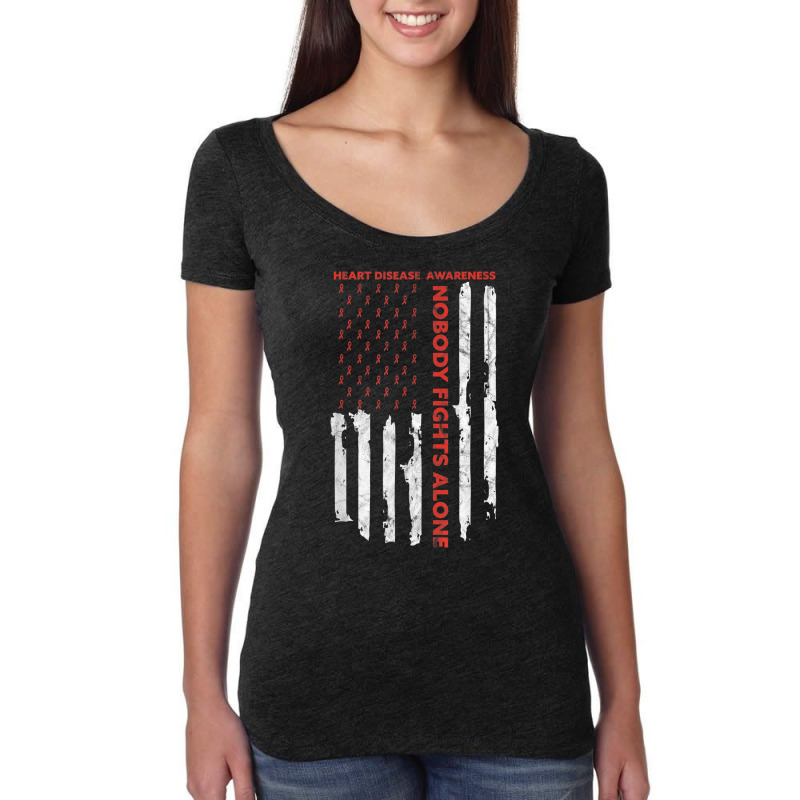 Fight Heart Disease Awareness Month American Flag T Shirt Women's Triblend Scoop T-shirt by cm-arts | Artistshot