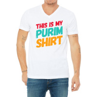 This Is My Purim Shirt Jewish Costume Book Of Esther Long Sleeve T Shi V-neck Tee | Artistshot