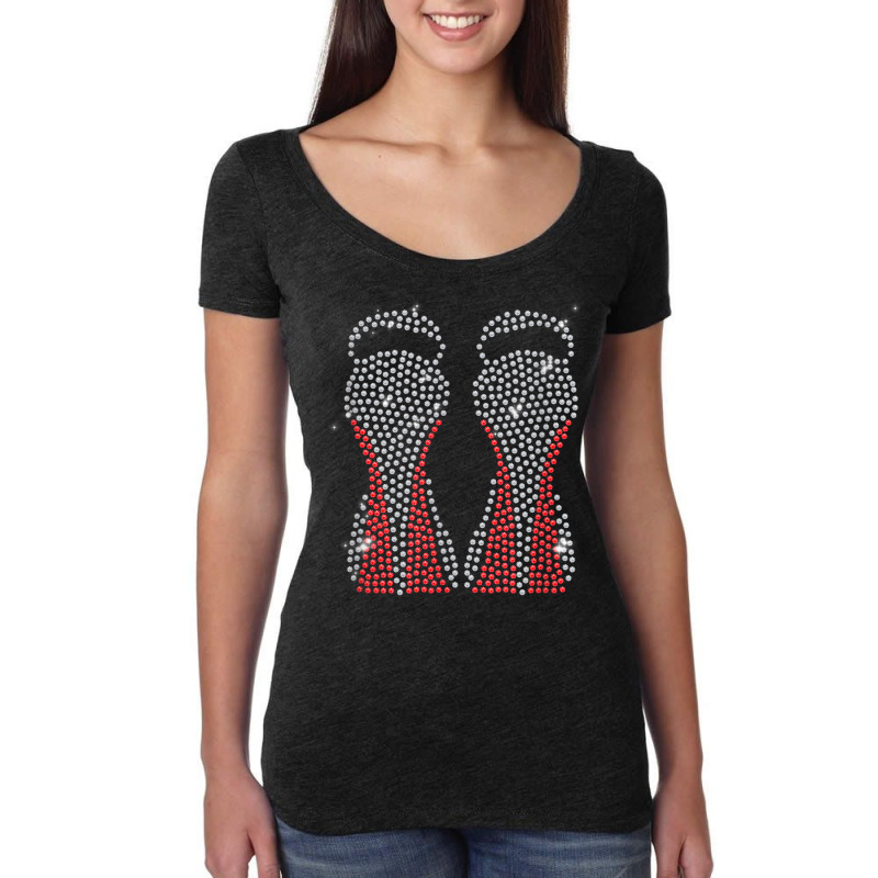 High Heels Red Sole Rhinestone Afro American Woman Women's Triblend Scoop T-shirt by Fashlaza | Artistshot