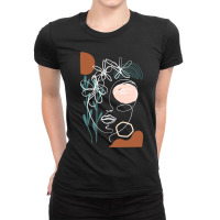 Line Art Face Abstract Art One Line Minimal Ladies Fitted T-shirt | Artistshot