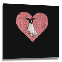 Rat Terrier Valentines Day Dog Love Fingerprint Metal Print Square | Artistshot