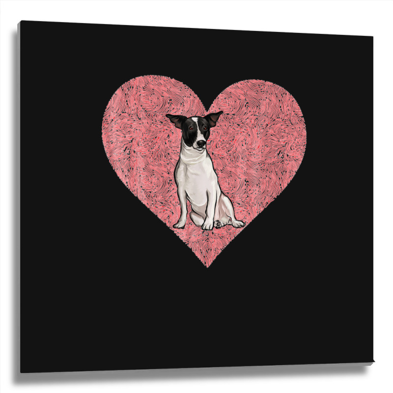 Rat Terrier Valentines Day Dog Love Fingerprint Metal Print Square by cm-arts | Artistshot