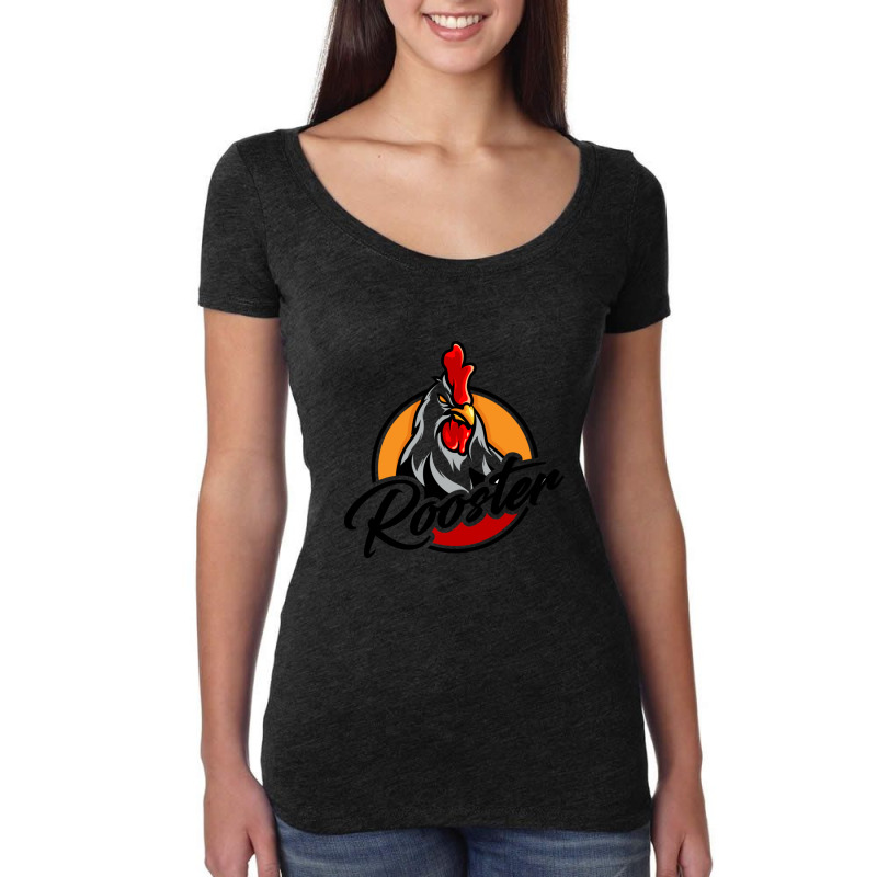 Angry Rooster With Large Glossy Red Comb On Top Women's Triblend Scoop T-shirt by KennethSteele | Artistshot