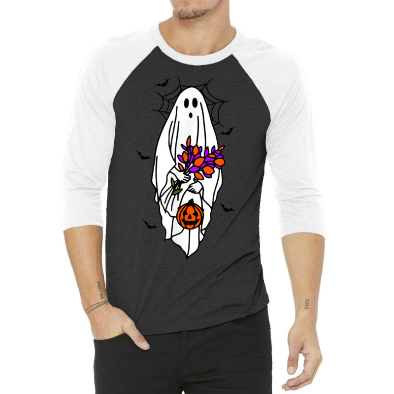 Cute Floral Ghost Women's Halloween 3/4 Sleeve Shirt by Deluxe | Artistshot