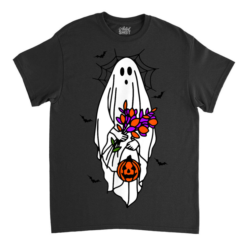 Cute Floral Ghost Women's Halloween Classic T-shirt by Deluxe | Artistshot