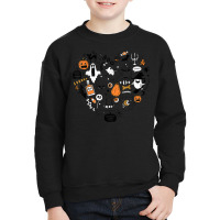 Halloween Party Doodle Heart Shape Costume Youth Sweatshirt | Artistshot