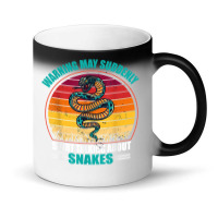 Warning May Suddenly Start Talking About Snakes Retro Snake Magic Mug | Artistshot