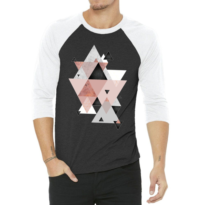 Geometric Compilation In Rose Gold And Blush Pink 3/4 Sleeve Shirt | Artistshot