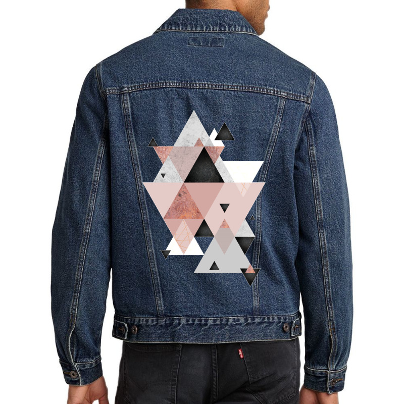 Geometric Compilation In Rose Gold And Blush Pink Men Denim Jacket | Artistshot