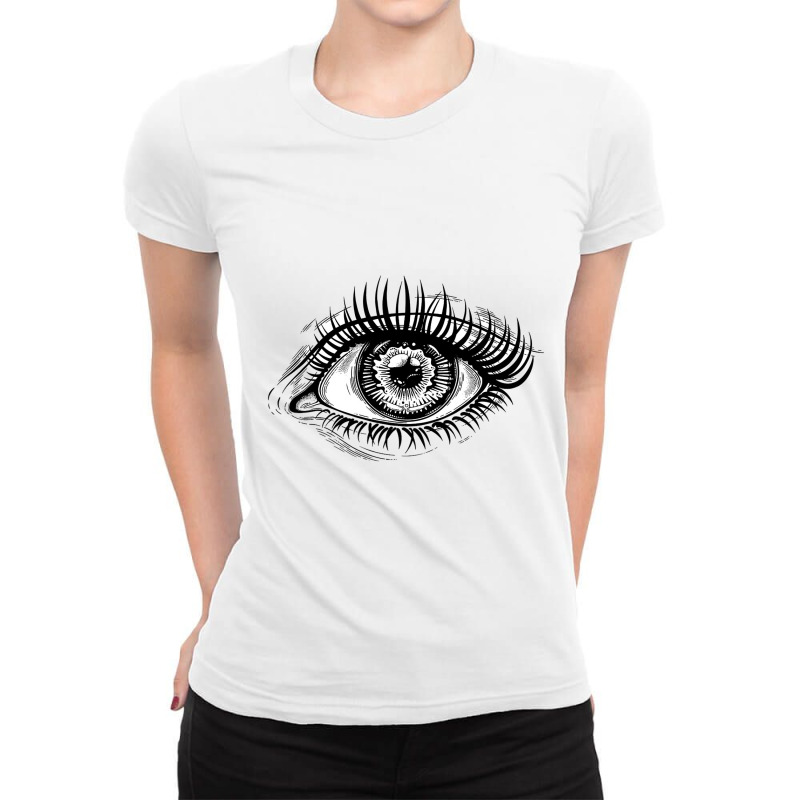 Beautiful Realistic Eye With Highly Detailed Pupil, Iris And Long Dram Ladies Fitted T-Shirt by cm-arts | Artistshot