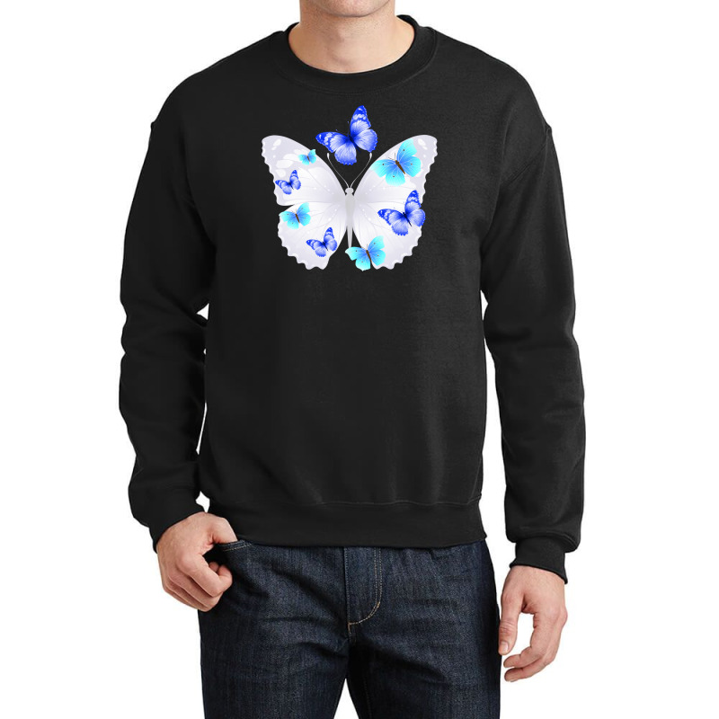 Light Blue Butterfly Crewneck Sweatshirt | Artistshot