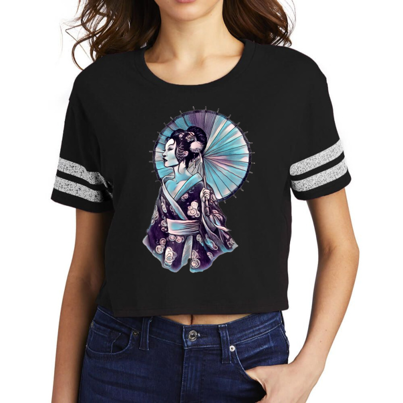 Japanese Geisha Parasol Pretty Tattoo Art Samurai T Shirt Scorecard Crop Tee by Fashlaza | Artistshot