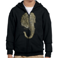 Graphic Novel Style Head And Trunk Of An Asiatic Elephant Youth Zipper Hoodie | Artistshot