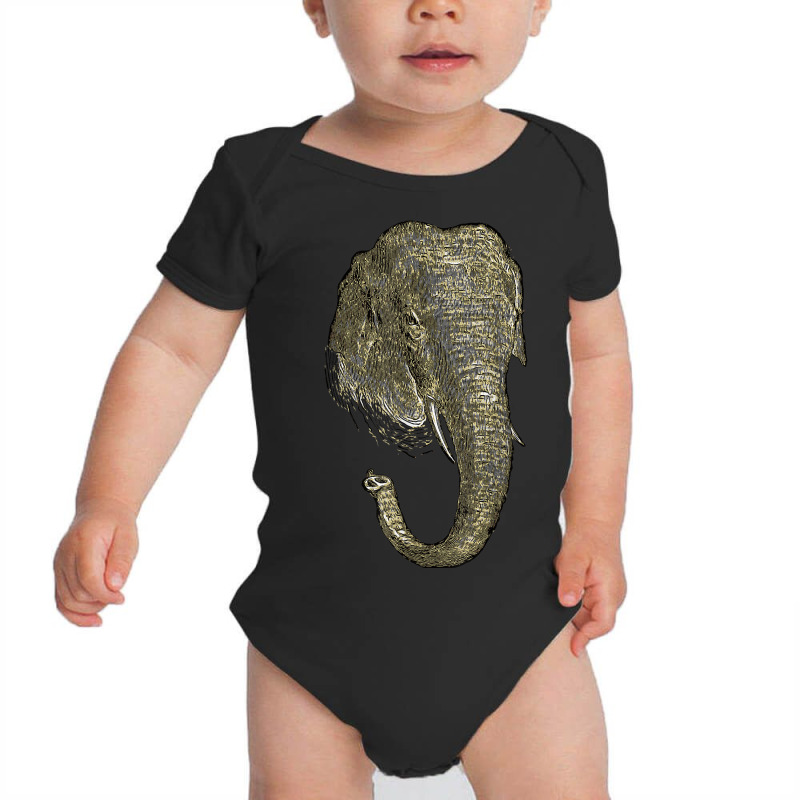 Graphic Novel Style Head And Trunk Of An Asiatic Elephant Baby Bodysuit by Stunner | Artistshot