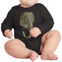 Graphic Novel Style Head And Trunk Of An Asiatic Elephant Long Sleeve Baby Bodysuit | Artistshot