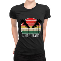 Palm Tree Distressed Rhode Island - Beach Design Ladies Fitted T-shirt | Artistshot