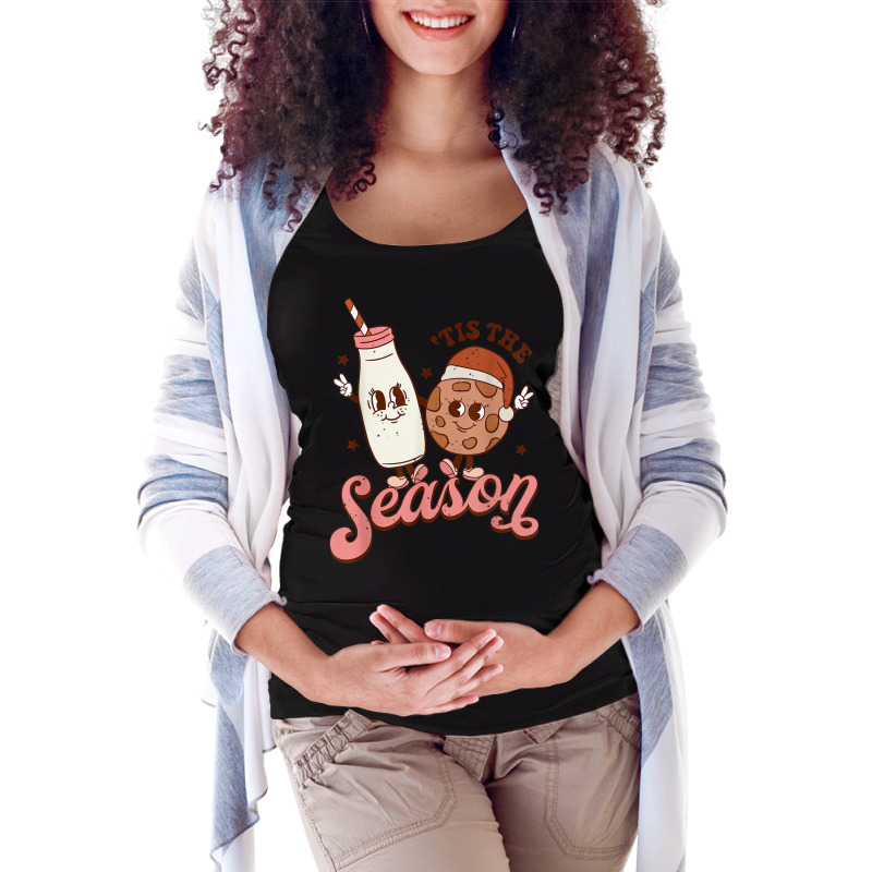 Tis' The Season Christmas Cookie And Milk Merry Christmas Maternity Scoop Neck T-shirt by Fashlaza | Artistshot