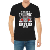 Best Truckin_ Dad Ever Usa Flag V-neck Tee | Artistshot