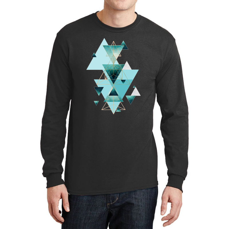 Geometric Triangle Compilation In Teal Long Sleeve Shirts | Artistshot