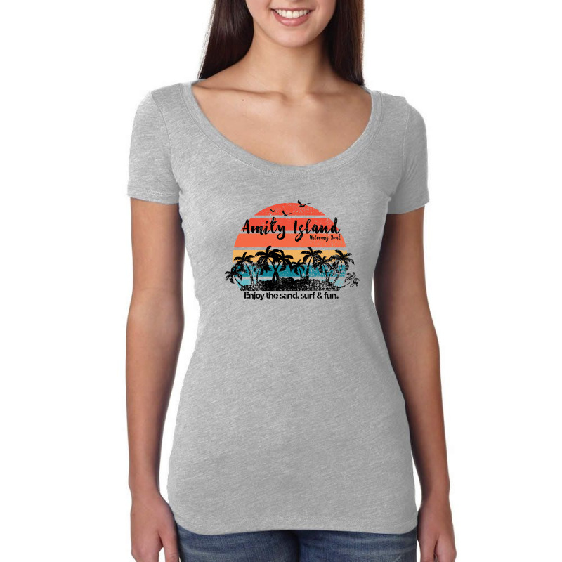 Amity Island Welcomes You Enjoy The Sand Surf And Fun Women's Triblend Scoop T-shirt by autlu2024 | Artistshot