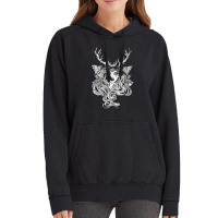 Shaman Elf Magic Woman With Deer Antlers And Long Hair Vintage Hoodie | Artistshot