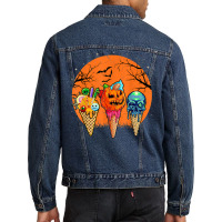 Ice Cream Halloween Costume Scary Moon Melting Skull Pumpkin Men Denim Jacket | Artistshot