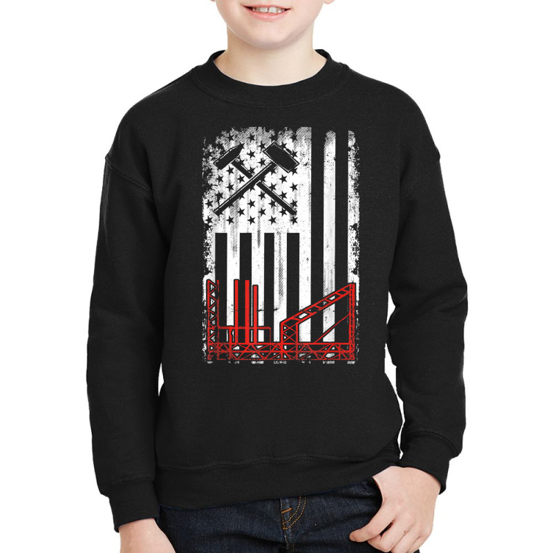 Vintage Usa Ironworker American Flag Iron Worker Patriotic T Shirt Youth Sweatshirt by daecuvifysha | Artistshot