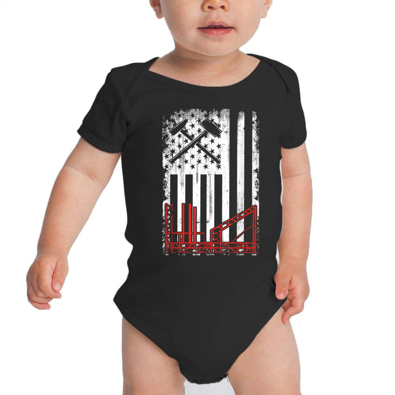 Vintage Usa Ironworker American Flag Iron Worker Patriotic T Shirt Baby Bodysuit by daecuvifysha | Artistshot