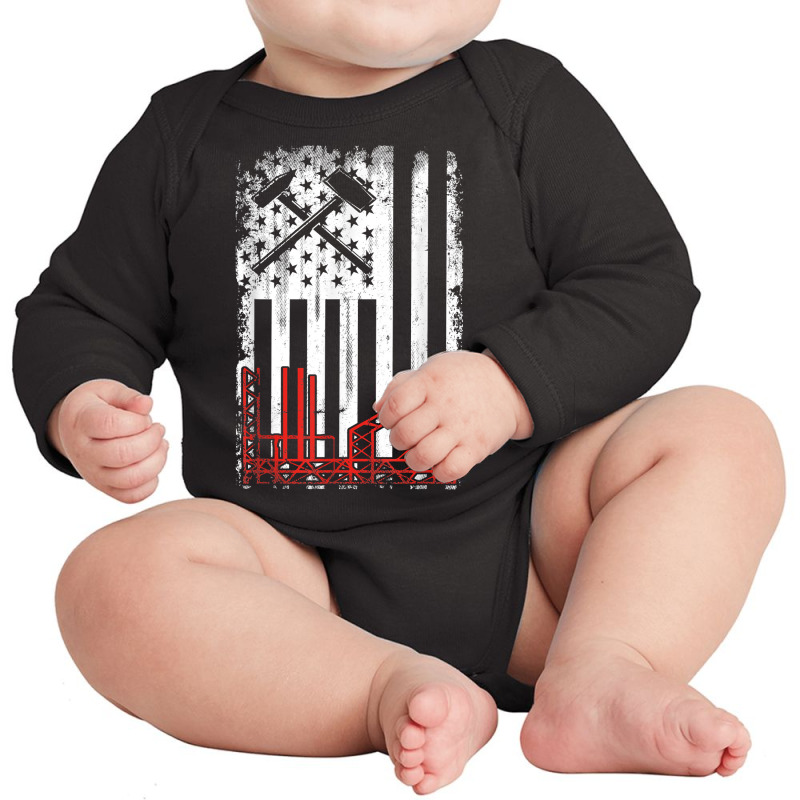 Vintage Usa Ironworker American Flag Iron Worker Patriotic T Shirt Long Sleeve Baby Bodysuit by daecuvifysha | Artistshot