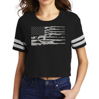 Big American Flag With Machine Guns 2a Flag Scorecard Crop Tee | Artistshot