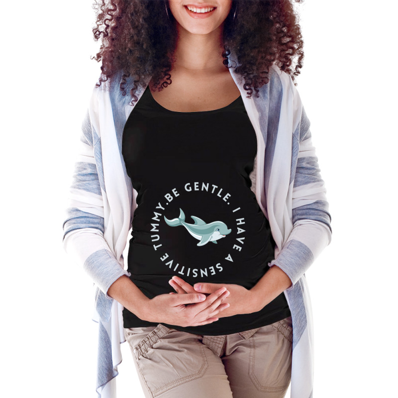 Be Gentle I Have A Sensitive Tummy Maternity Scoop Neck T-shirt by cm-arts | Artistshot