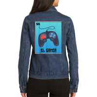 El Gamer Video Games Funny Mexican Lottery Parody Graphic T Shirt Ladies Denim Jacket | Artistshot