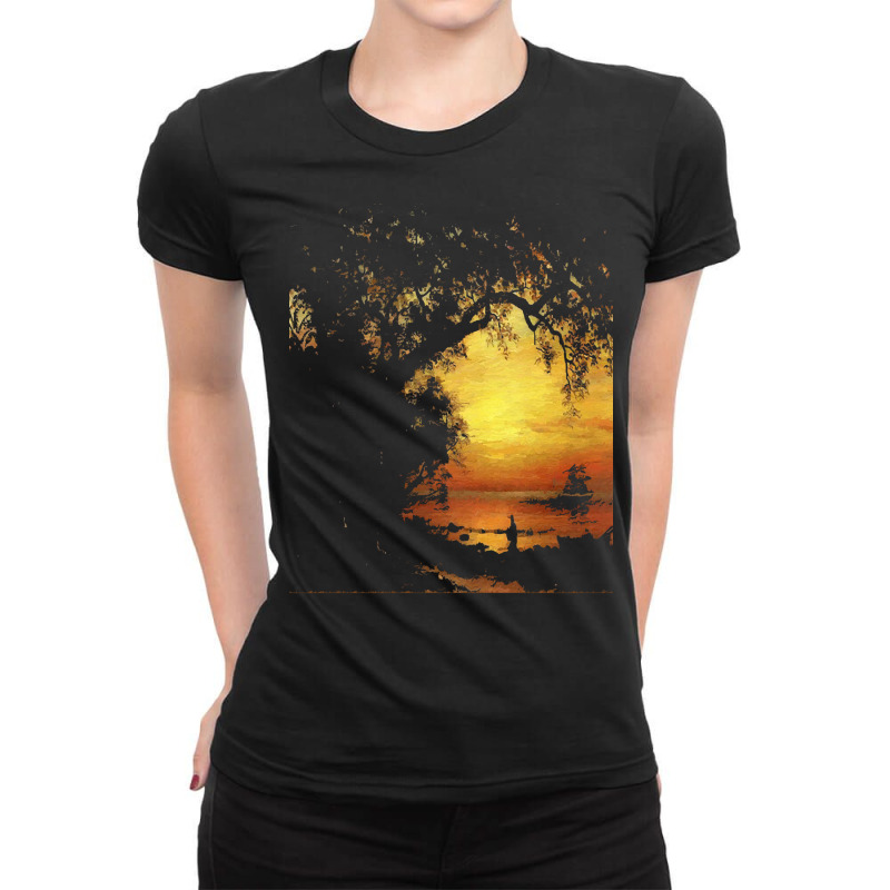 Famous Paintings T  Shirt Island Of New Providence By Albert Bierstadt Ladies Fitted T-Shirt by strategicwastes | Artistshot