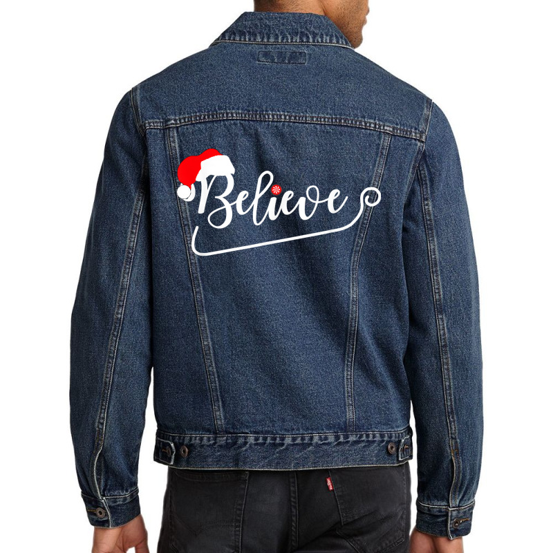 Believe Christmas Pajamas Christmas In July Graphic Santa Men Denim Jacket | Artistshot