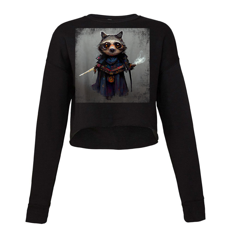 Cute Raccoon Samurai Japanese Bushido Warrior Code Racoon Cropped Sweater by Color | Artistshot