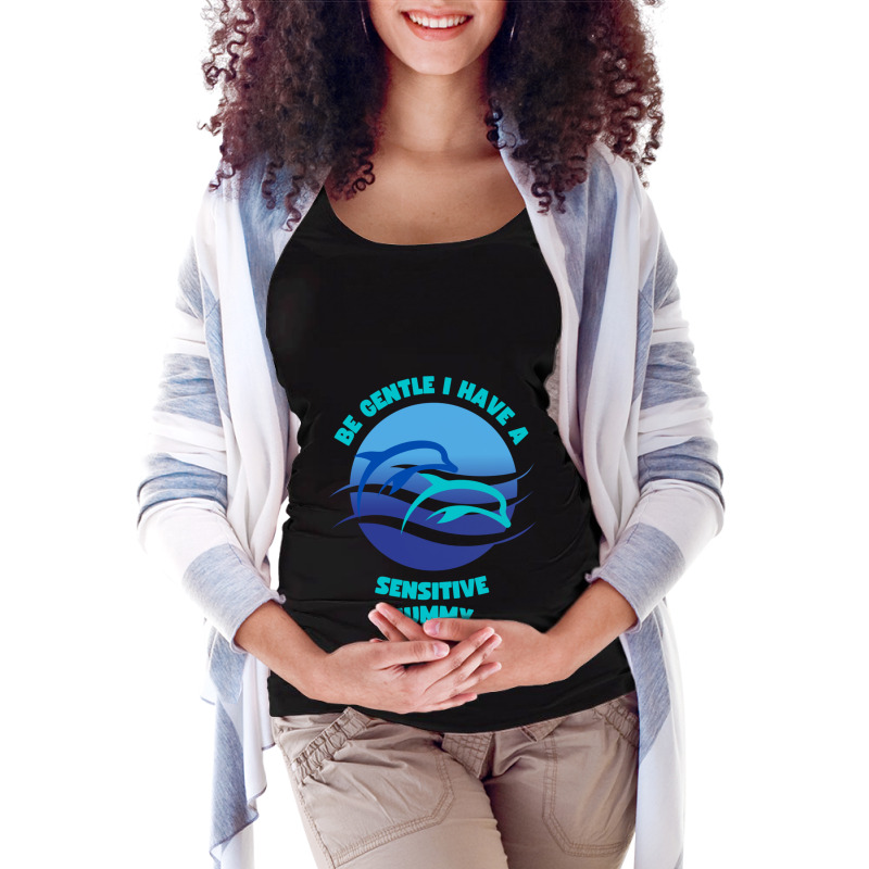 Be Gentle I Have A Sensitive Tummy Maternity Scoop Neck T-shirt by cm-arts | Artistshot